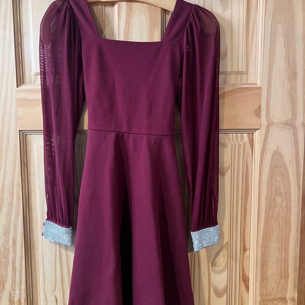 Speechless Burgundy Dress with Silver Cuffs